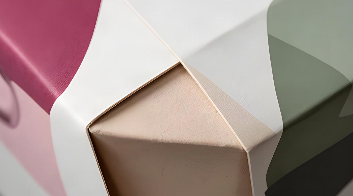 Detailaufnahme einer bedruckten Papierverpackung mit sauber gefalteten Kanten
