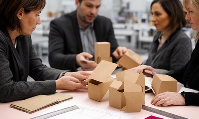 Geschäftsleitung von Bernard Papier AG bei einer Besprechung über neue Kartonverpackungen